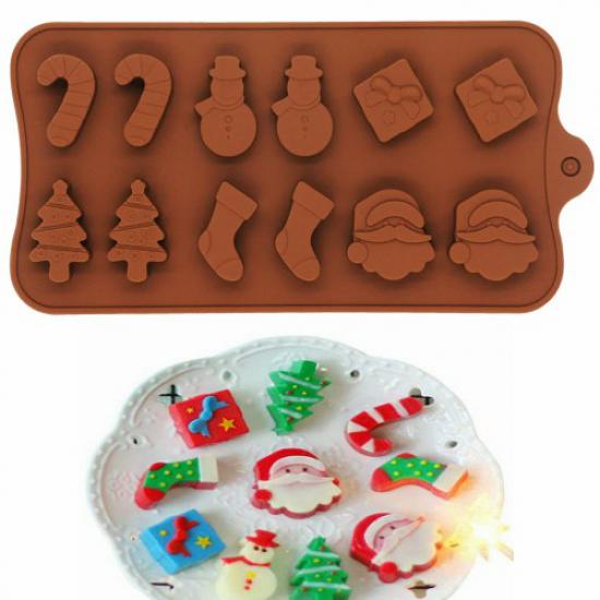 Noel Baba,Çam Ağacı,Noel Çorabı,Kardan Adam Şekilli Yılbaşı Temalı Çikolata Kalıbı