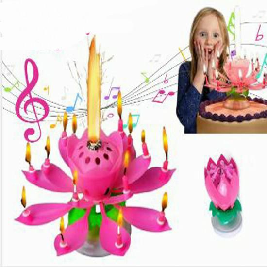 Müzikli Otamatik Açılabilen Sihirli Doğum Günü Parti Pasta Mumu (Pembe)